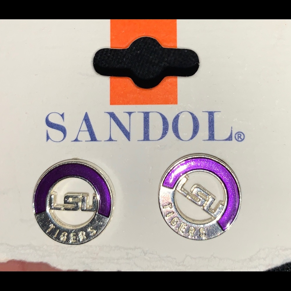 (New) NCAA LSU Tigers Round Earrings(silver)